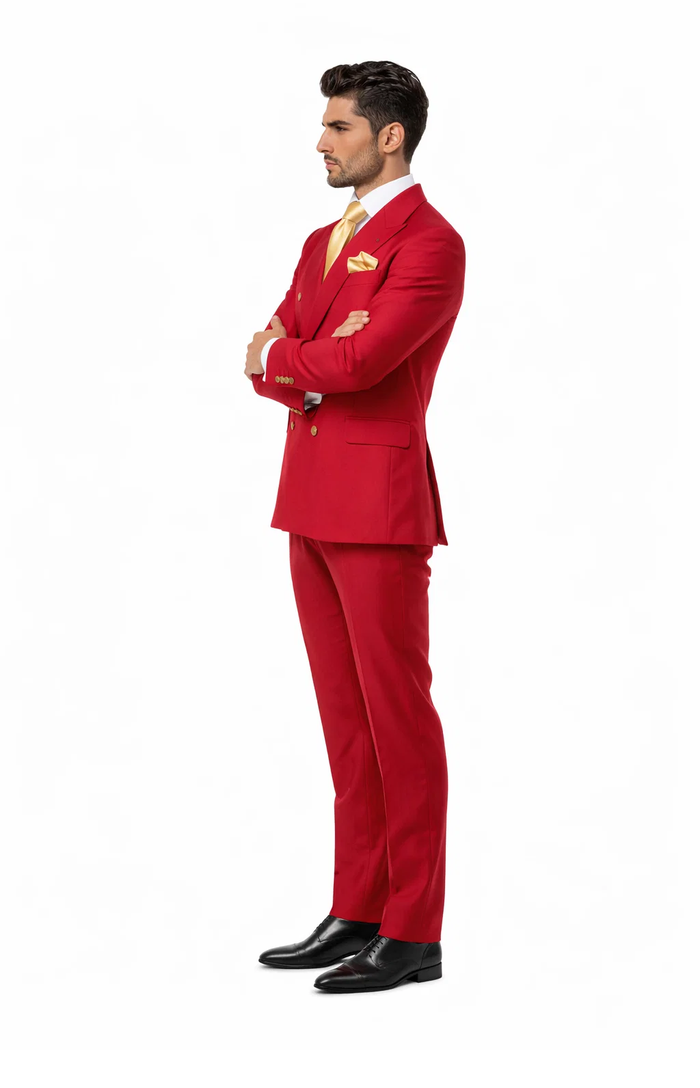Rossi Man MILANO RM1191 â€“ Slim Fit Red 3-Piece Suit for Men | Stylish Modern Formalwear