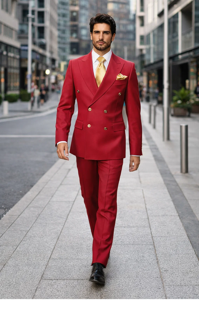 Rossi Man MILANO RM1191 â€“ Slim Fit Red 3-Piece Suit for Men | Stylish Modern Formalwear