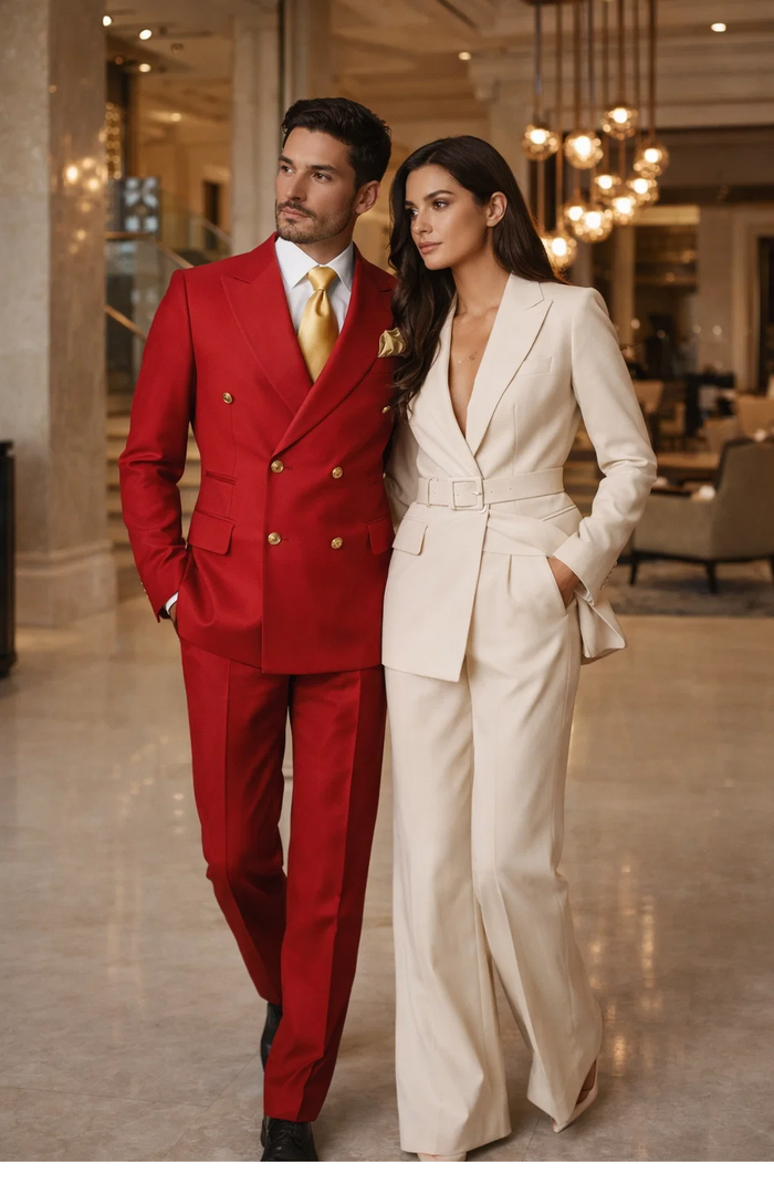 Rossi Man MILANO RM1191 â€“ Slim Fit Red 3-Piece Suit for Men | Stylish Modern Formalwear