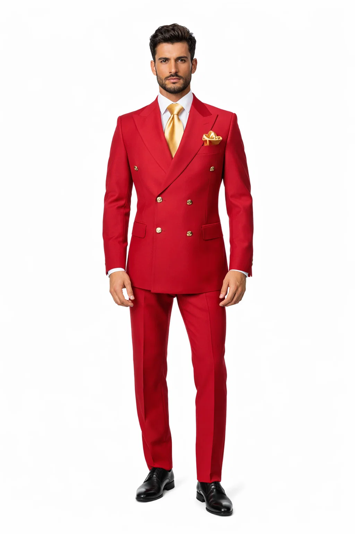 Rossi Man MILANO RM1191 â€“ Slim Fit Red 3-Piece Suit for Men | Stylish Modern Formalwear
