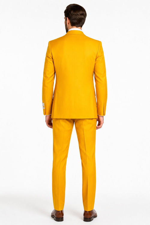Rossi Man ELI RM103 - Modern Fit 3-Piece Mens Suit in Bold Yellow