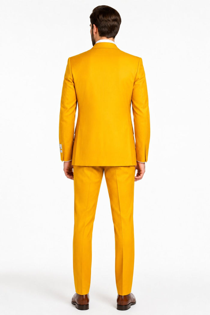 Rossi Man ELI RM103 - Modern Fit 3-Piece Mens Suit in Bold Yellow