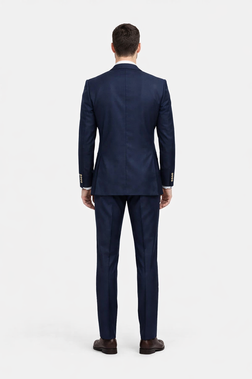 Rossiman Navy Blue Suit for Men â€“ Classic 1-Button Peak Lapel Jacket & Double-Breasted Vest