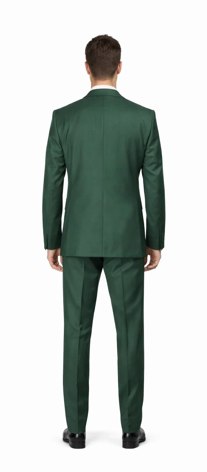 Rossiman Hunter Green Slim Fit Men's Suit â€“ 3-Piece Vested Set with Flat Front Trousers