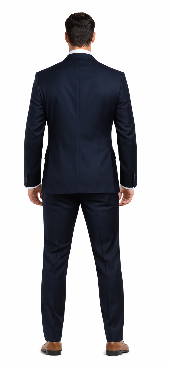 Rossiman Mens Formal Blue Suit - Slim Fit Design with Vest and Trousers