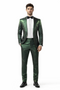 Rossiman Menâ€™s Green Sateen Suit â€“ Glossy Finish with Modern Flair