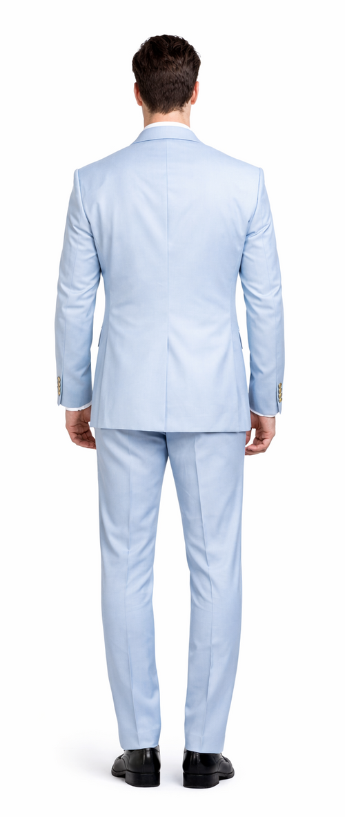 Rossiman Mens Light Blue Slim Fit Suit Elegant Double-Breasted Design