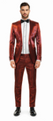 Rossiman Menâ€™s Red Sateen Suit â€“ Glossy Finish Bold Formalwear