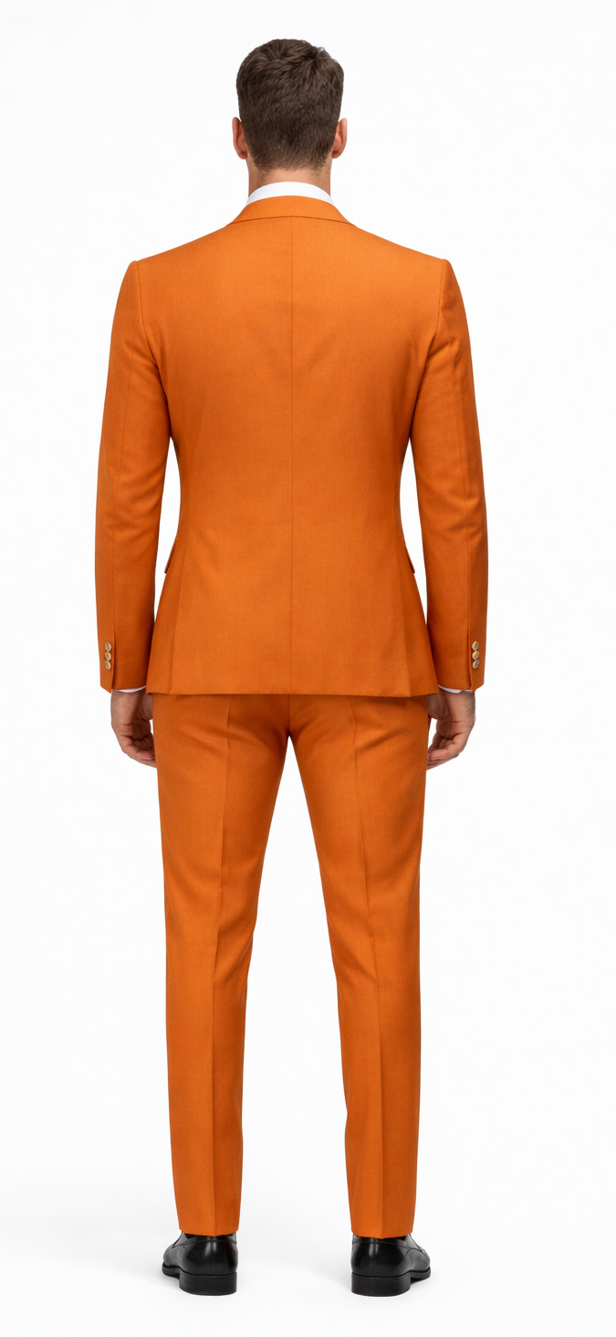 Rossiman Men's Rust Slim Fit Suit â€“ 3-Piece Set with Double-Breasted Vest & Flat Front Pants