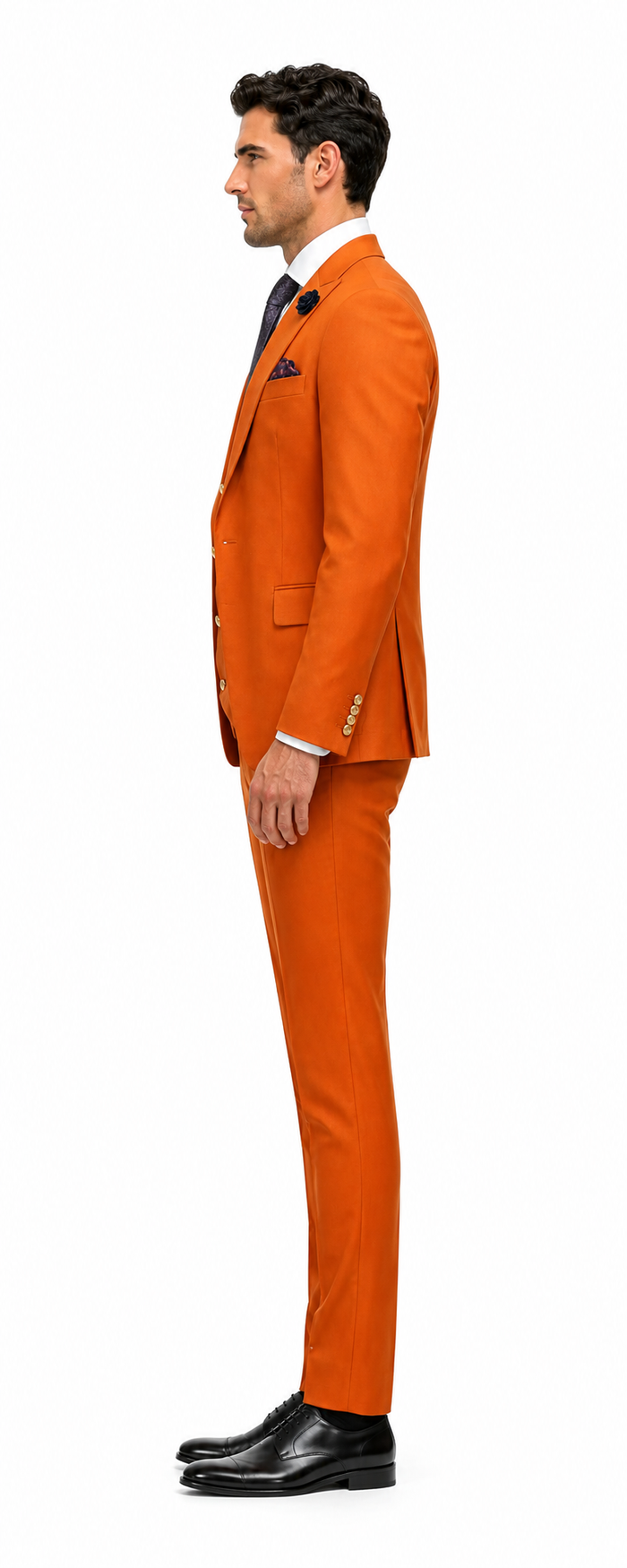 Rossiman Men's Rust Slim Fit Suit â€“ 3-Piece Set with Double-Breasted Vest & Flat Front Pants