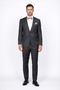 Rossiman Men's Slim Fit Gray Wool Suit â€“ 1-Button Peak Lapel Jacket & Tapered Low-Rise Pants