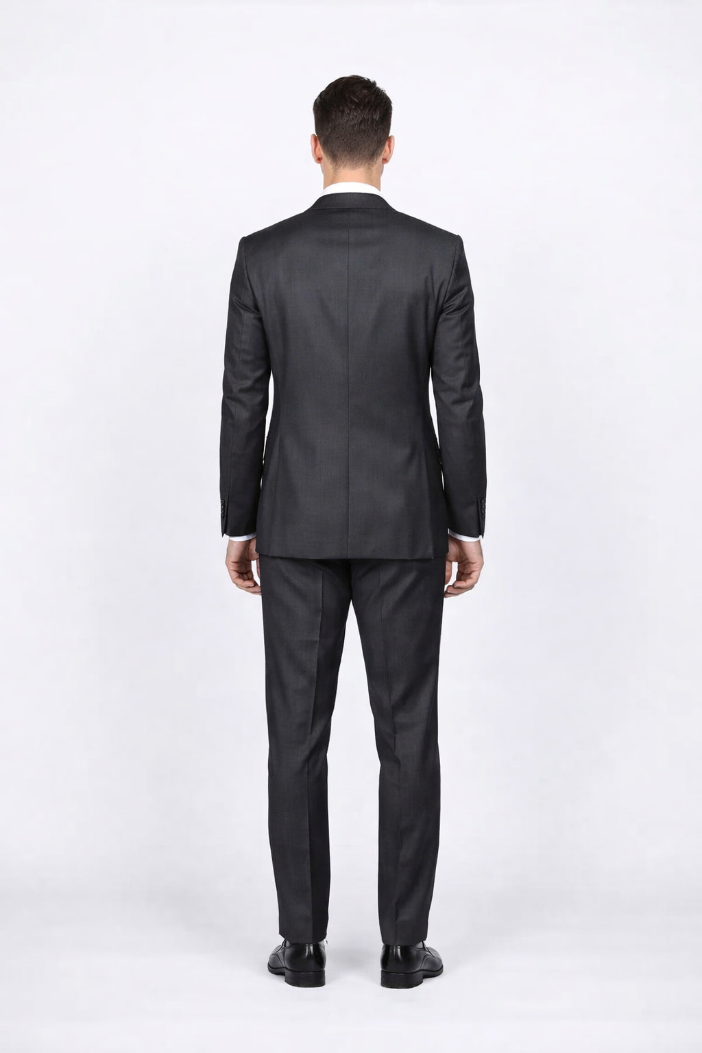 Rossiman Men's Slim Fit Gray Wool Suit â€“ 1-Button Peak Lapel Jacket & Tapered Low-Rise Pants