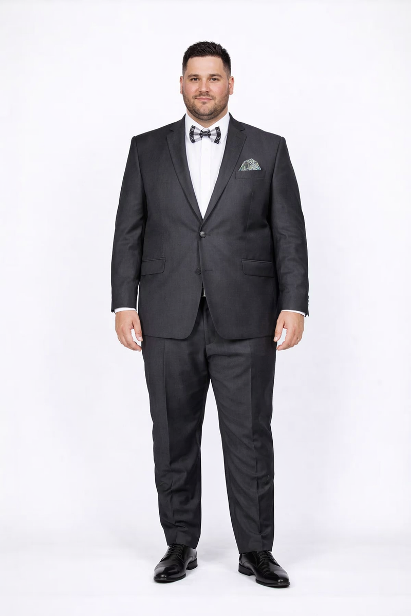 Rossiman Men's Slim Fit Gray Wool Suit â€“ 1-Button Peak Lapel Jacket & Tapered Low-Rise Pants