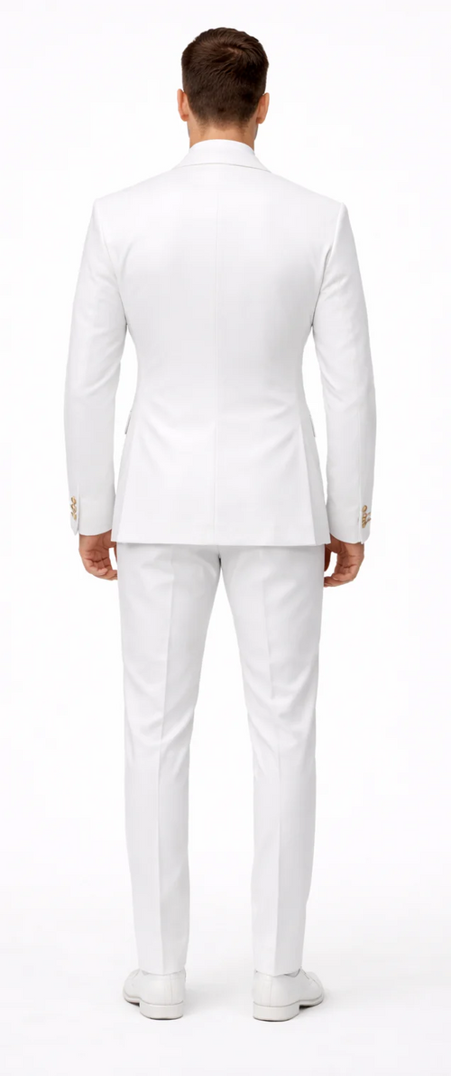 Rossiman Men's White Slim Fit Suit â€“ Double-Breasted 3-Piece Formal Ensemble