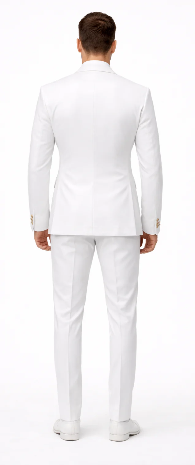 Rossiman Men's White Slim Fit Suit â€“ Double-Breasted 3-Piece Formal Ensemble