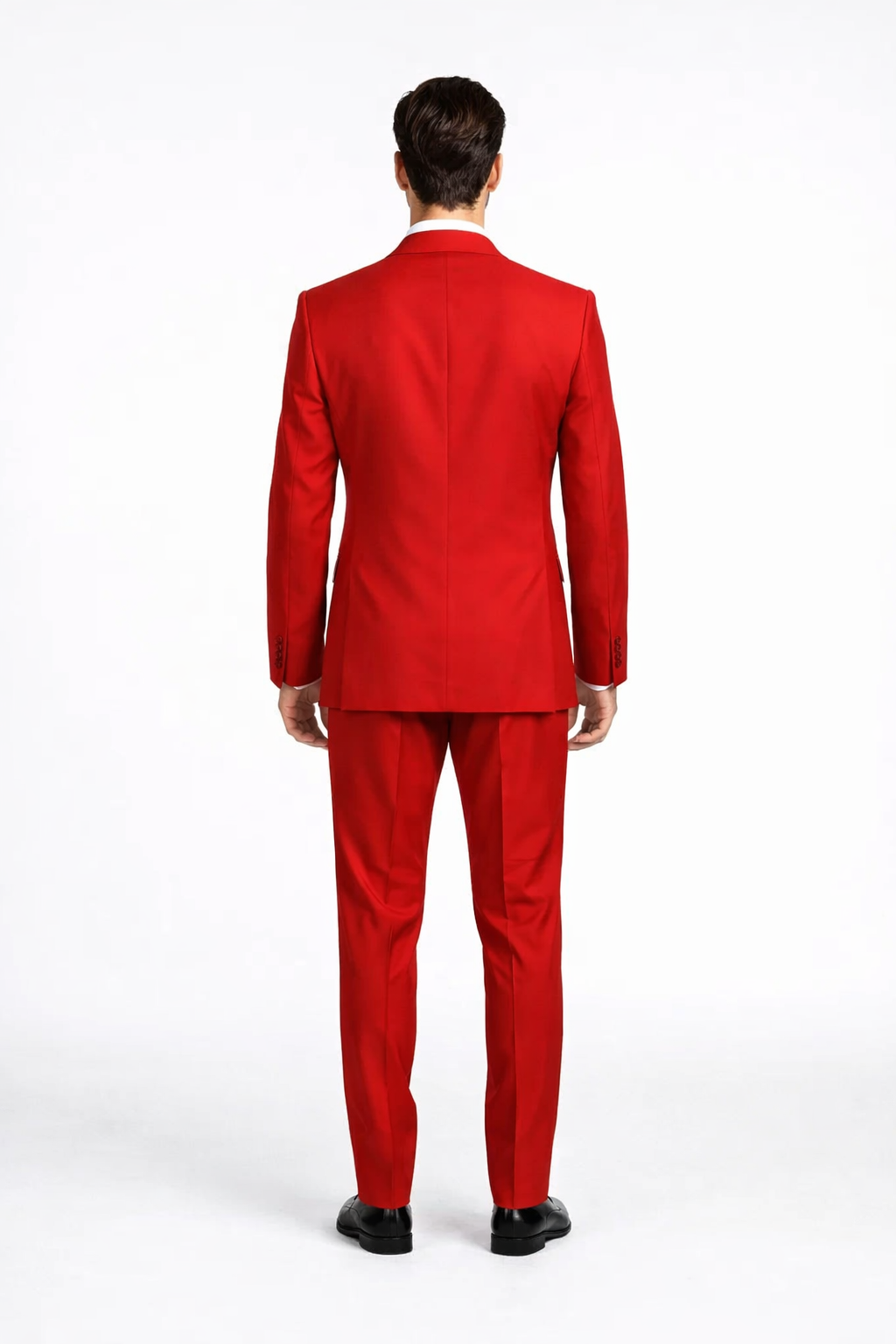 Rossiman Mens Red Slim Fit Suit Stylish Double-Breasted Jacket