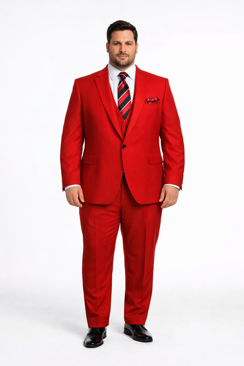 Rossiman Mens Red Slim Fit Suit Stylish Double-Breasted Jacket