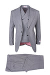 Tiglio Italian Suit - Real Wool Fabric Super 150's San Giovesse Light Gray Birdseye, Wide Leg Suit & Vest in Color Light Gray