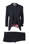 Tiglio Italian Suit - Real Wool Fabric Super 150's San Giovesse Black, Wide Leg Suit & Vest in Color Black