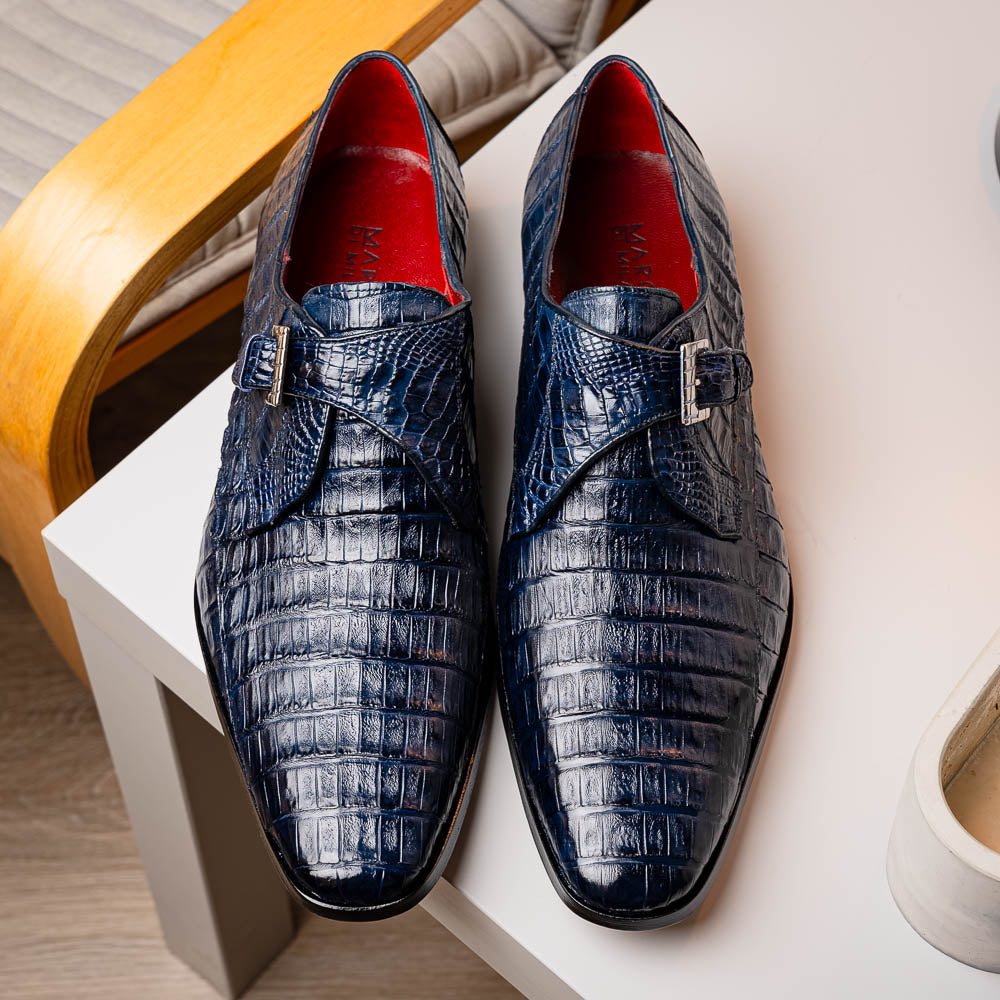 Marco Di Milano Rovigo: Stained Navy Leather Dress Shoe