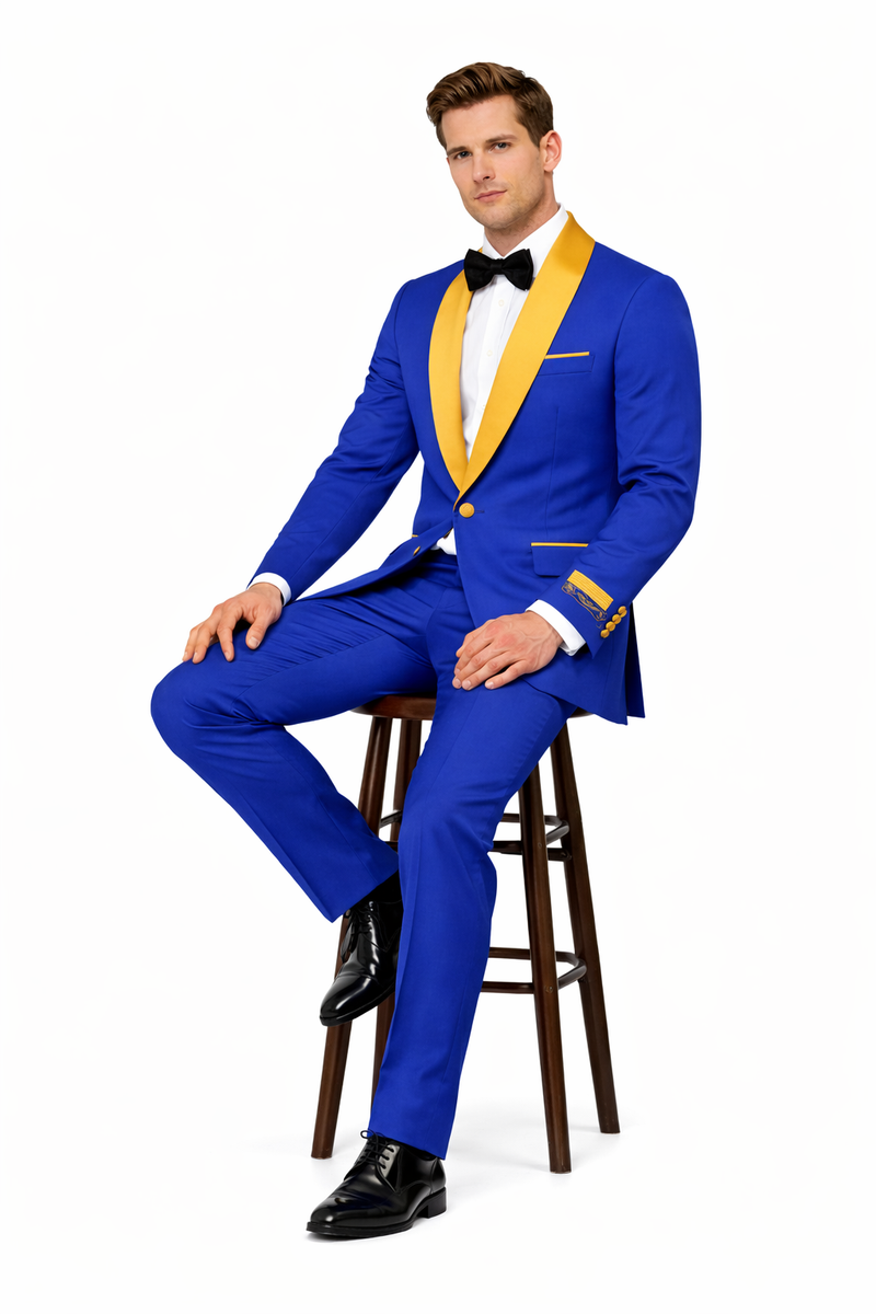 Royal Blue and Gold Tuxedo