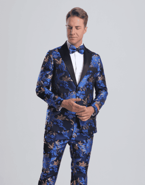 Royal blue and 2025 gold suit for prom