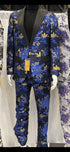 Royal Blue and Gold Tuxedo Suit With Bowtie - AlbertoNardoniStore