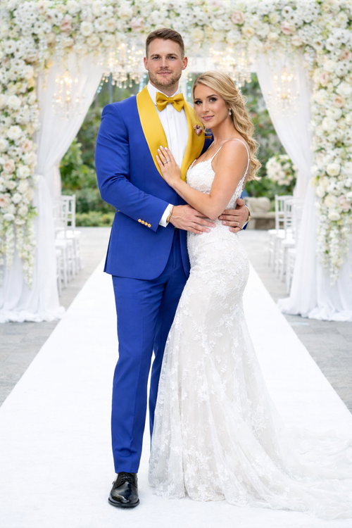 Royal Blue and Gold Tuxedo Suit With Bowtie
