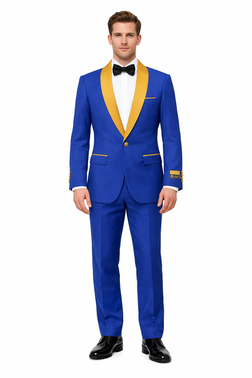 Royal Blue and Gold Tuxedo