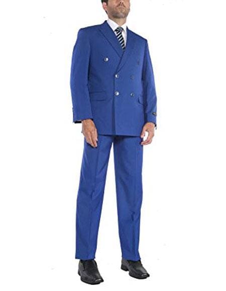 Royal Blue Double Breasted Suit - AlbertoNardoniStore