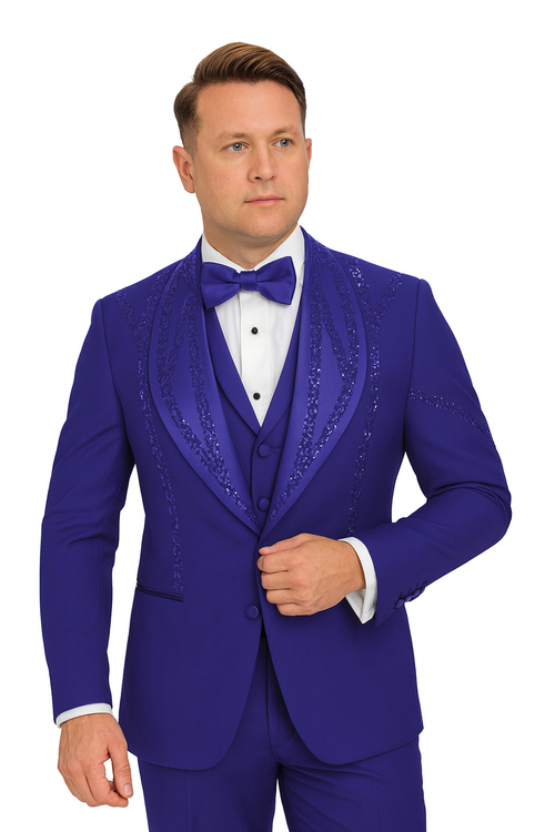Royal Blue Italian Wool 3-Piece Modern Fit Tuxedo