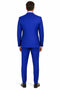 Men's Royal Blue Statement Ticket Pocket Peak Lapel Wool Double Breasted Vest Suit with Silver Buttons – Modern Fit
