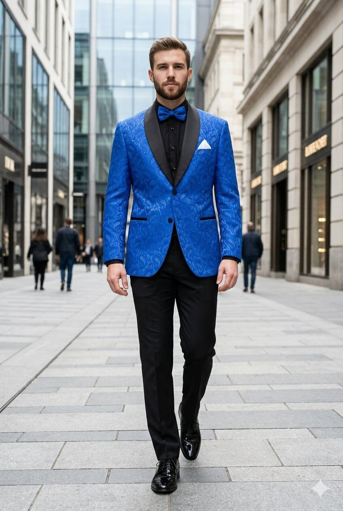 Mens Blazer - Paisley Sport Coat - Royal Prom 2026 Tuxedo Dinner Jacket Blazer