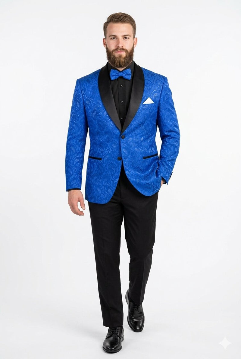 Mens Blazer - Paisley Sport Coat - Royal Prom 2026 Tuxedo Dinner Jacket Blazer