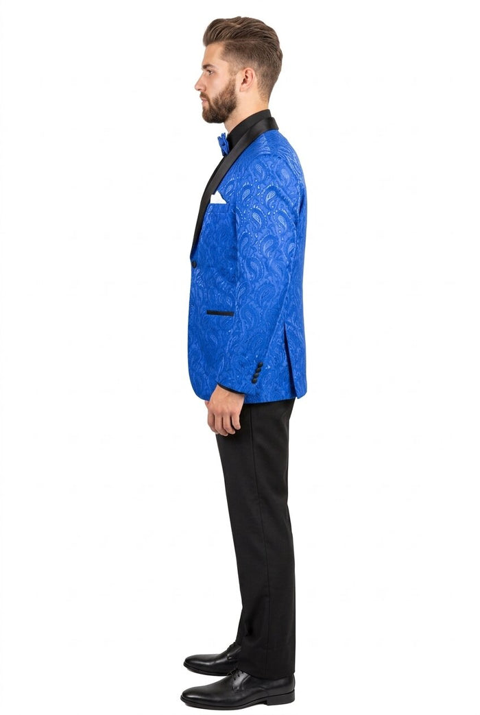Mens Blazer - Paisley Sport Coat - Royal Prom 2026 Tuxedo Dinner Jacket Blazer