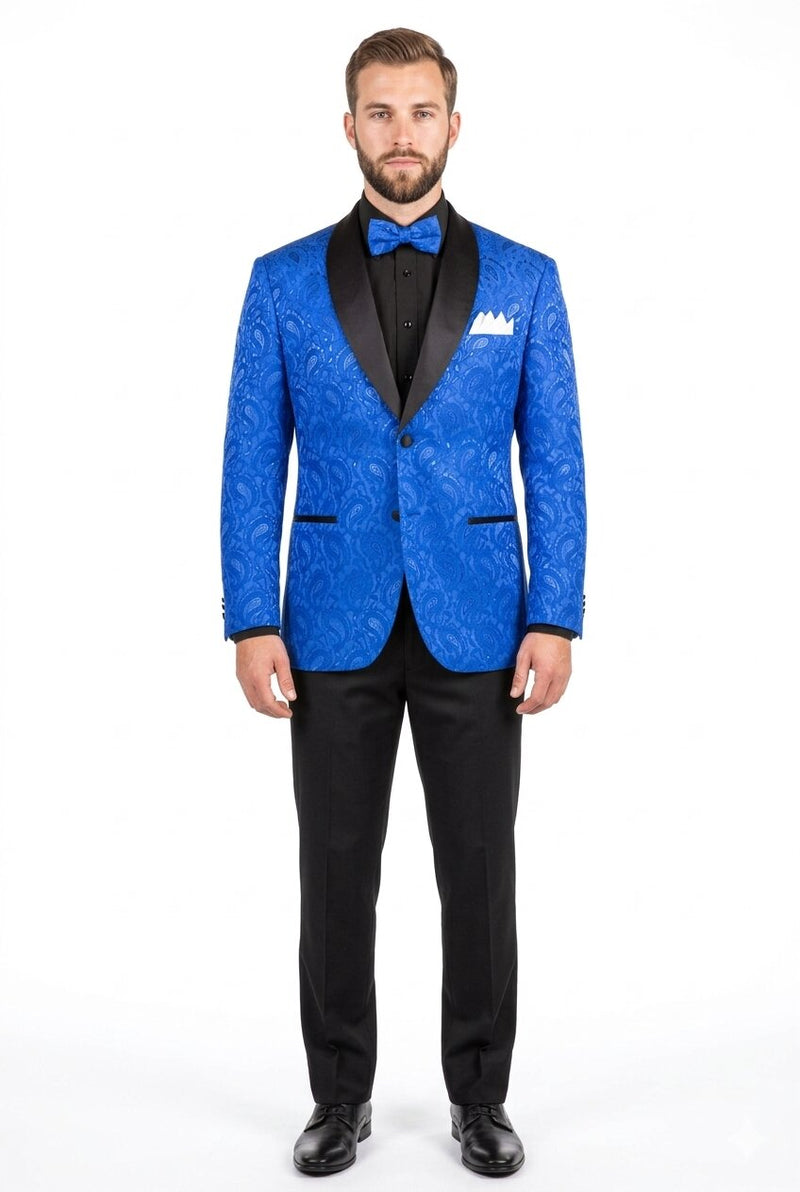 Mens Blazer - Paisley Sport Coat - Royal Prom 2026 Tuxedo Dinner Jacket Blazer