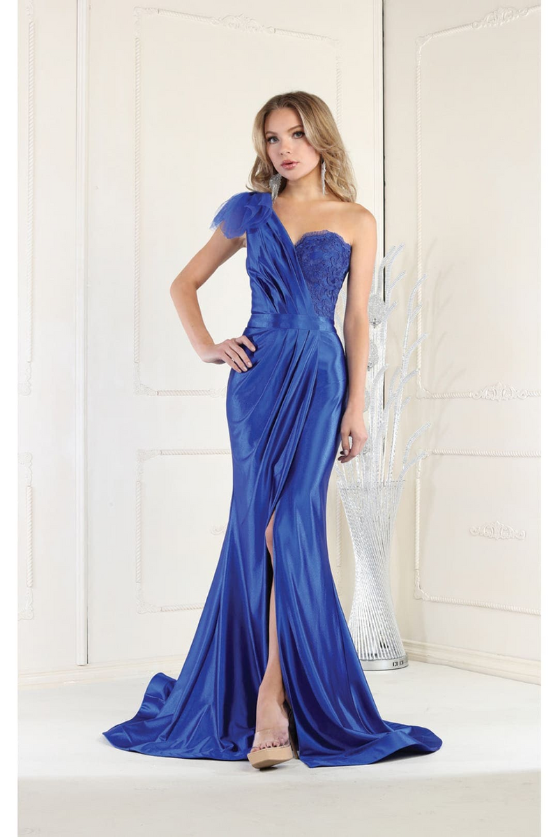One Shoulder Formal Evening Dress Pleated Long Mermaid Prom Gown-New Collection