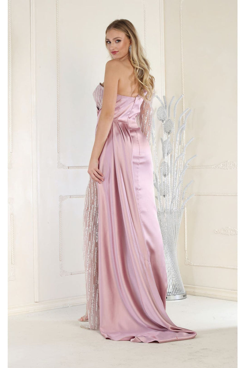 Royal Queen RQ7980 One Shoulder Sheer Satin Formal Evening Gown