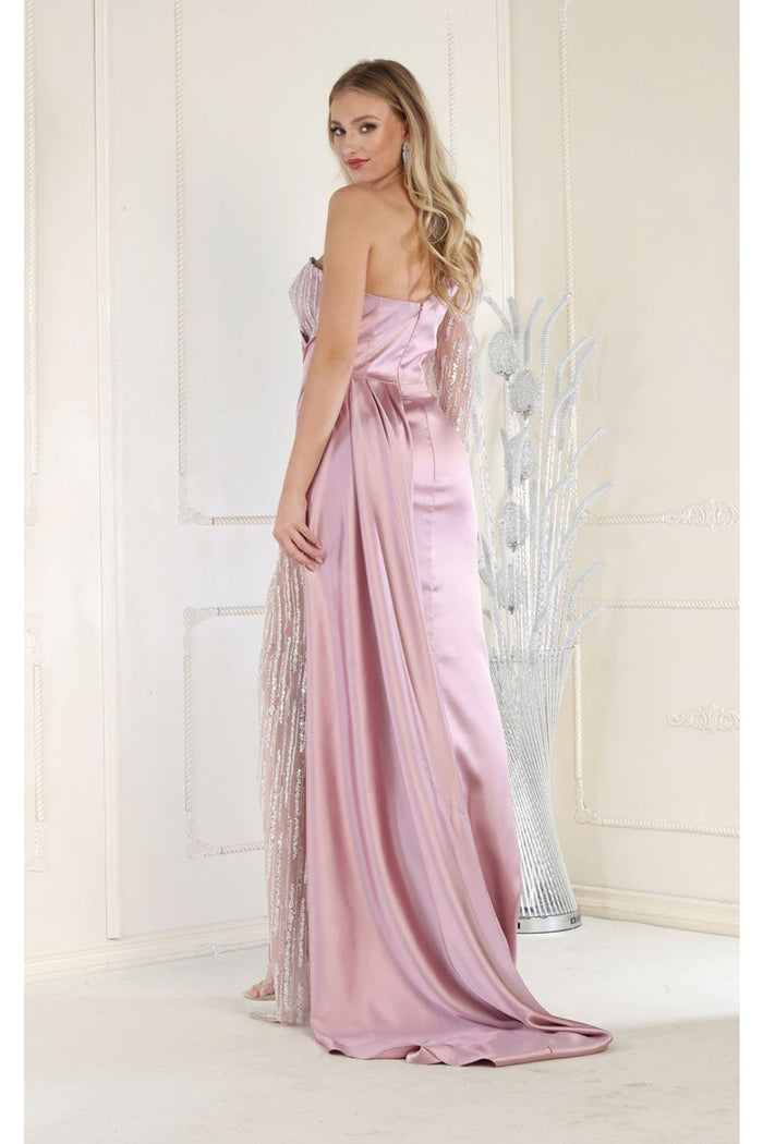 Royal Queen RQ7980 One Shoulder Sheer Satin Formal Evening Gown