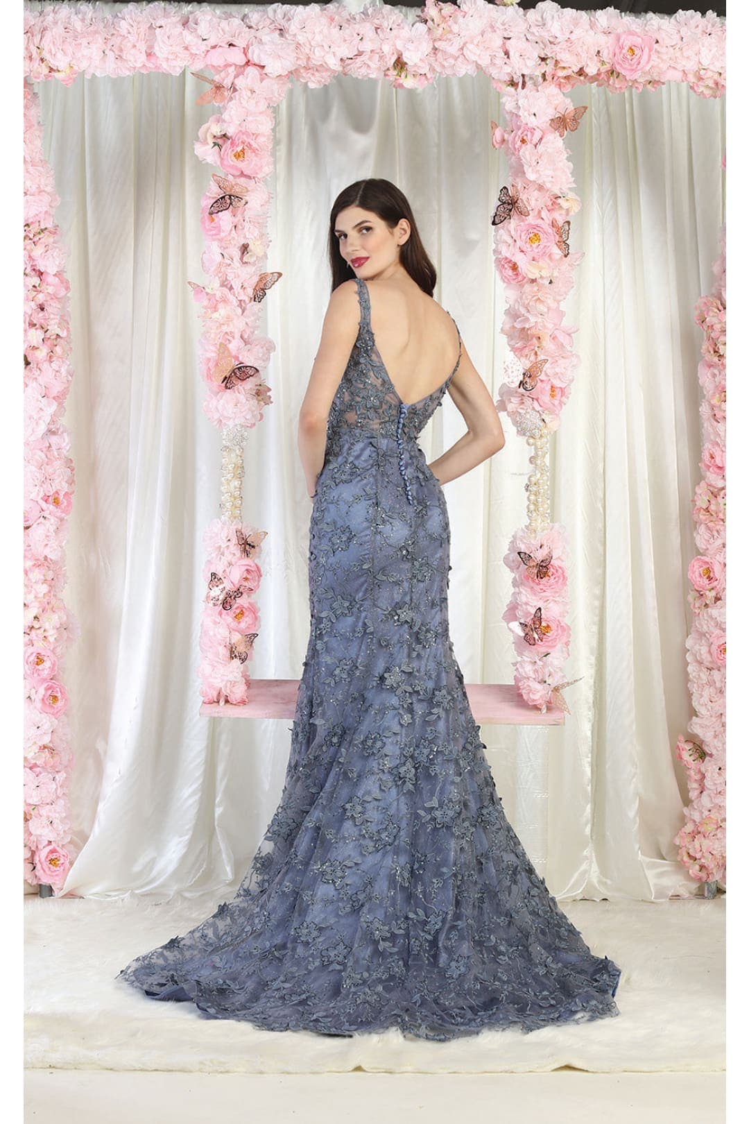 Royal Queen RQ7982 3D Leaf Applique Special Occasion Evening Gown