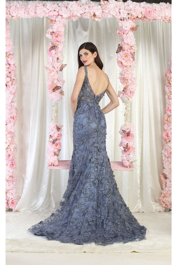 Royal Queen RQ7982 3D Leaf Applique Special Occasion Evening Gown