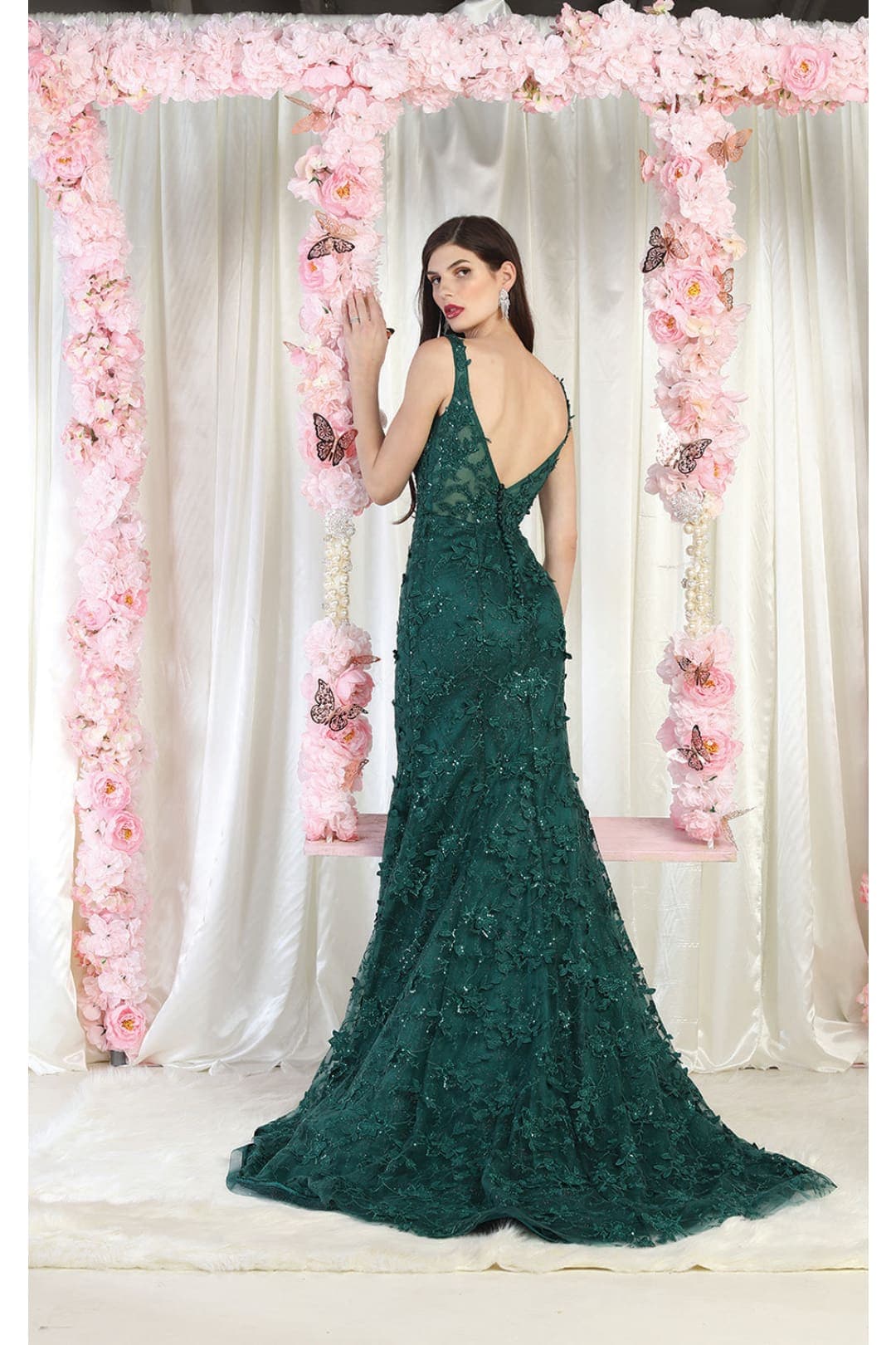 Royal Queen RQ7982 3D Leaf Applique Special Occasion Evening Gown