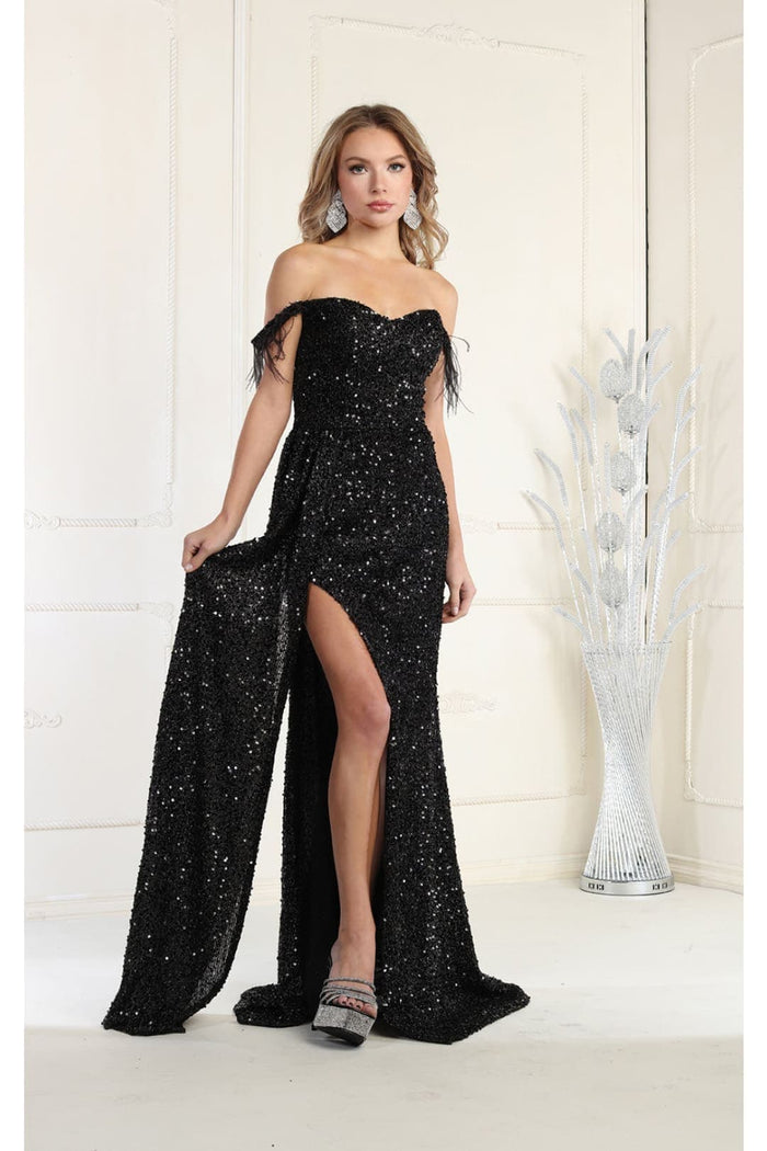 Royal Queen RQ7988 Off The Shoulder Sequin Formal Prom Dress