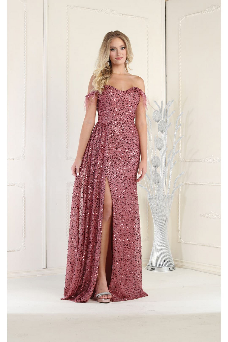 Royal Queen RQ7988 Off The Shoulder Sequin Formal Prom Dress