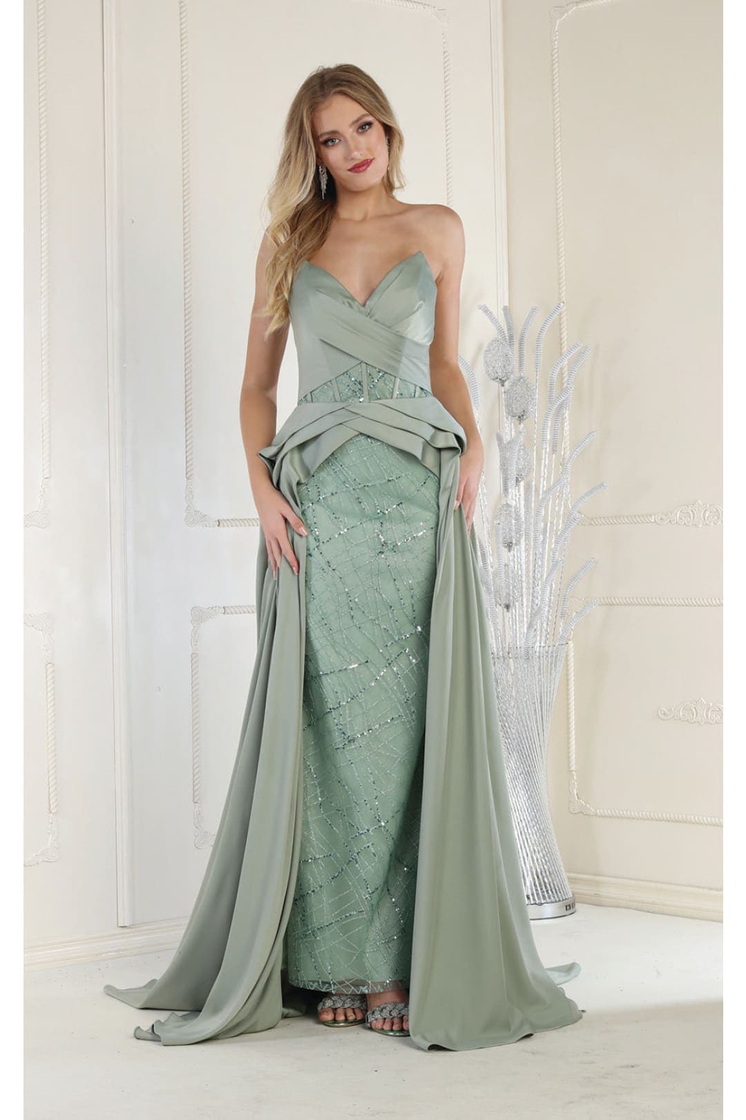 Royal Queen RQ8001 Strapless Sweetheart Glitter Long Formal Prom Gown
