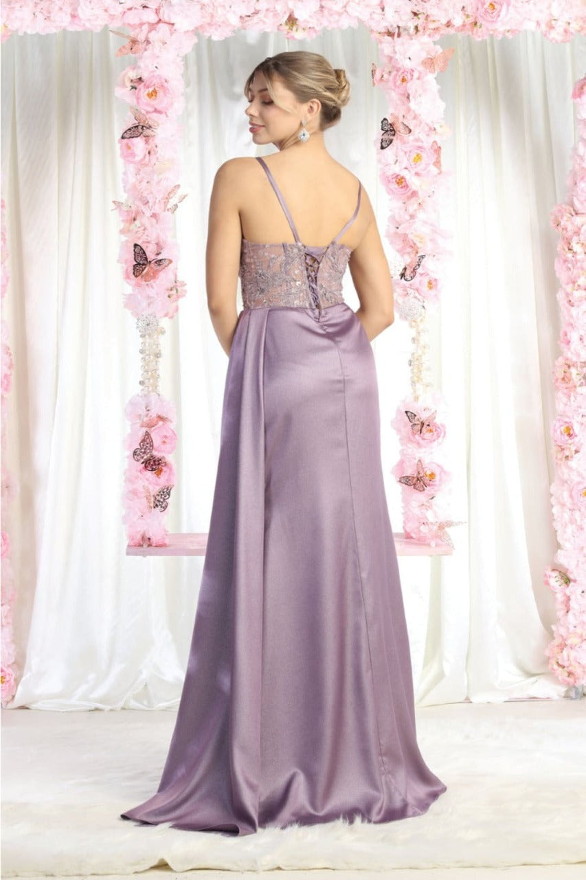 Royal Queen RQ8020 Sleeveless Sheer Side Sash Evening Gown