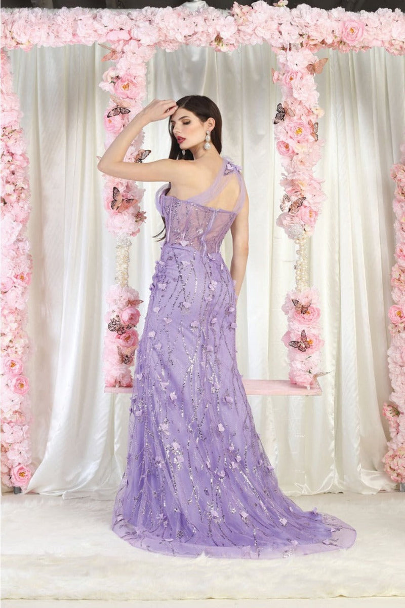 Royal Queen RQ8027 Illusion One Shoulder Embellished Evening Gown