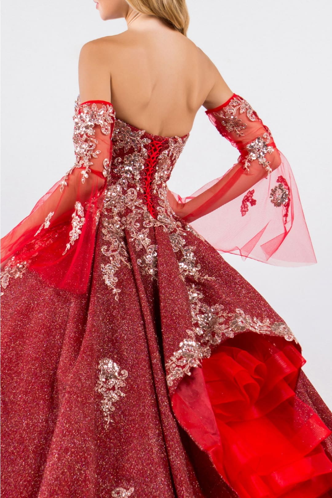 Ruffled Glitter Ball Gown Sweetheart Quinceanera Dress by Elizabeth K GL1912
