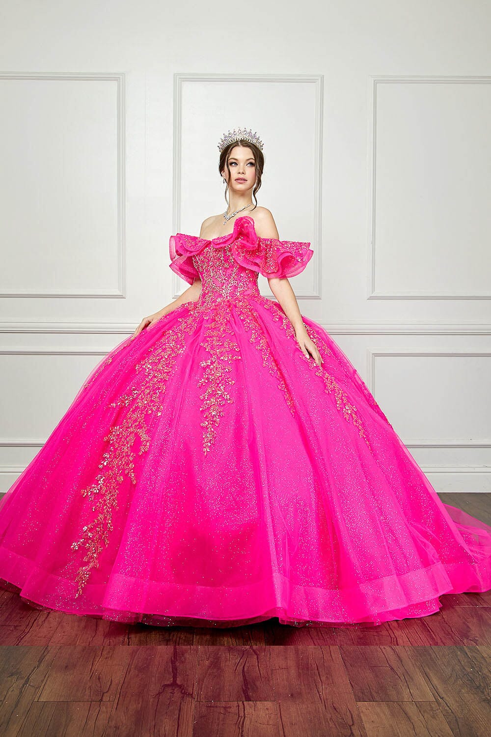 Ruffled Off Shoulder Corset Ball Gown by Bella Princess PQ1042