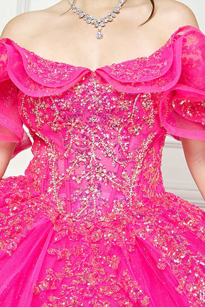 Ruffled Off Shoulder Corset Ball Gown by Bella Princess PQ1042